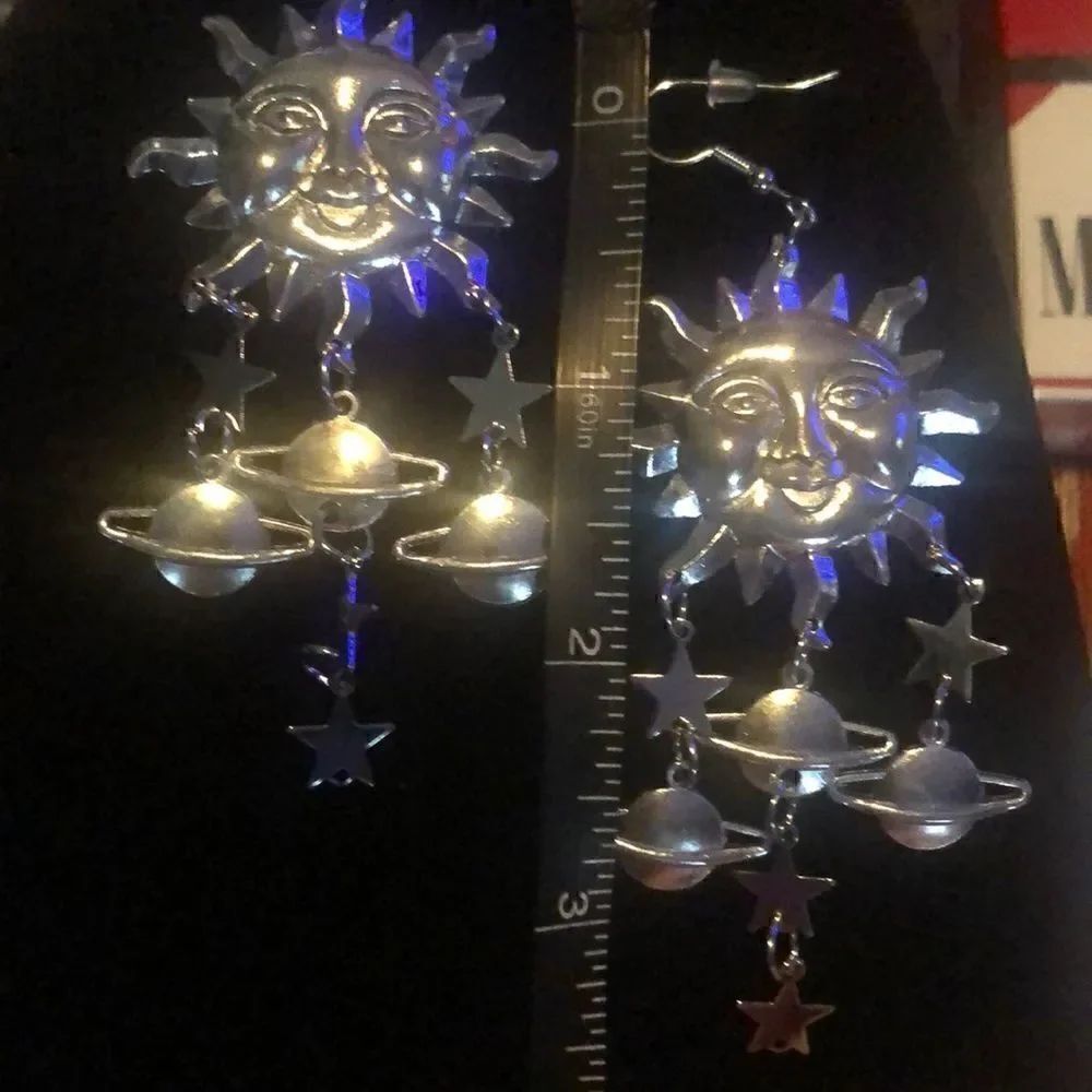Celestial sun star solar system earrings super cute